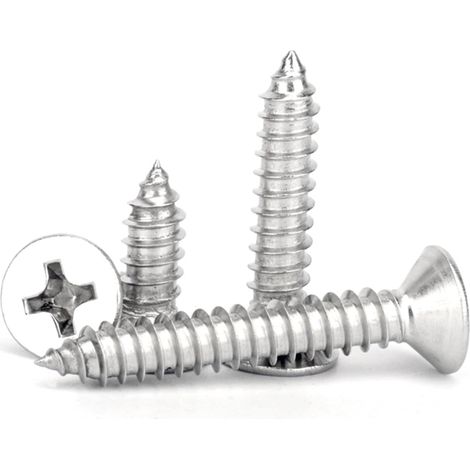 300 vis à tôle tête fraisée Phillips en acier inoxydable 304, longueur 3-12 mm (3 M1,5 x pièces)