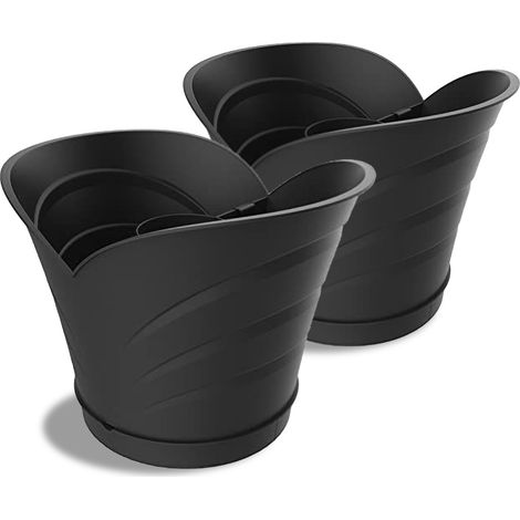 Tulipano - Set di 2 vasi con foro centrale. Vasi da esterno. Colore grigio. Made in Italy.