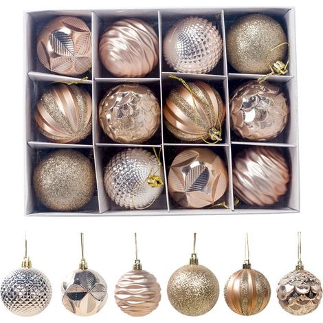 Boule De Noel - 12 Pièces - Diamètre 6 Cm - En Plastique Résistant - Pour Arbre De Noël Décoration Intérieure Et Extérieure (1/5)