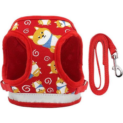 Harnais pour chien avec sangle de traction confortable pour animaux de compagnie, lot de 2 rouges (1/5)