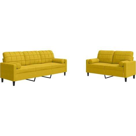 Maison Exclusive - Set di Divani 2 pz con Cuscini e Rinforzi Giallo in Velluto