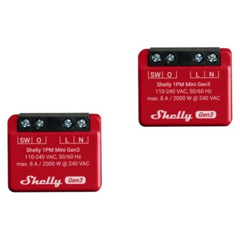Juego de 2 controladores WiFi/Bluetooth Shelly 1PM Mini Gen3