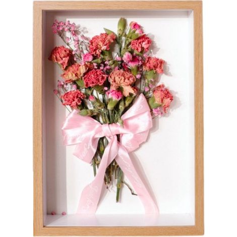 Cadre Photo avec Fleurs Séchées DIY, Roses en Papier Tissue Cadre Photo Mano, Cadre Photo Sculpture DIY Multifonction 10" 27x22cm Cadre Photo Profond