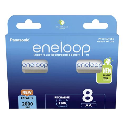 Panasonic  AA  2000 mAh  8 unidades  eneloop BK-3MCDE/8BE (1/2)