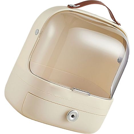 Kosmetikaufbewahrungsbox mit Schublade und transparentem Deckel, tragbarer Make-up-Organizer, cremeweiße Präsentationsbox (1/5)