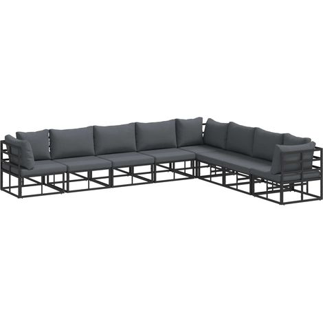 Maison Exclusive - Set Divano da Giardino con cuscino 8 pcs Nero Alluminio