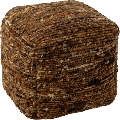 Pouf Tissé en Laine "Wild" 45cm Marron (1/3)