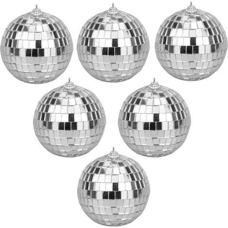6 Stück Spiegelkugel zum Aufhängen, silberne Spiegelkugel, silberne Glitzerkugel, Hängedekoration für Party-Dekoration, Weihnachtsbaum (Durchmesser 8 cm) (1/5)