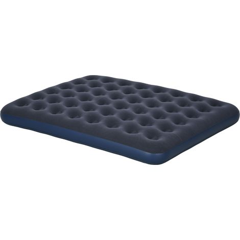 Matelas gonflable double avec pompe manuelle intégrée, surface velours, bleu, pour 2 personnes (1/5)