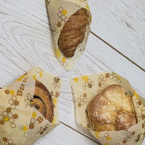 Emballage alimentaire réutilisable en cire d'abeille, 3 pièces, écologique, biologique, emballages de stockage de cire d'abeille, Sandwich alimentaire, lavable, garde les produits frais (1/5)