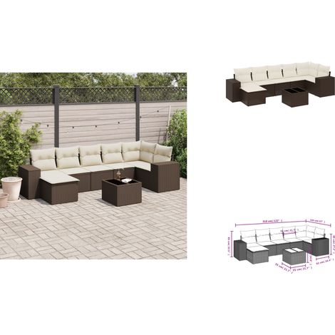 The Living Store 8-tlg. Garten-Sofagarnitur mit Kissen Braun Poly Rattan - Gartentisch (1/3)