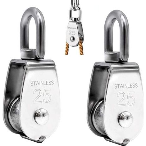 Satz mit 2 Heberollen, Einzelrolle aus Edelstahl 304, M25-Einzelrolle, Tragfähigkeit 150 kg (1/4)