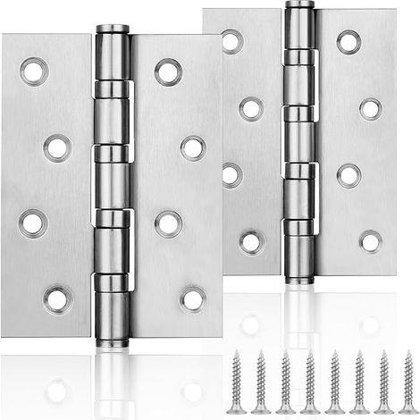 HOTUT 2 pezzi Cerniere per porte con cuscinetti a sfera per impieghi gravosi in acciaio inox cromato argento, 100 × 75 mm, per ante di armadi/porte piccole/cassetti/finestre/pianoforti Ferramenta per (1/5)