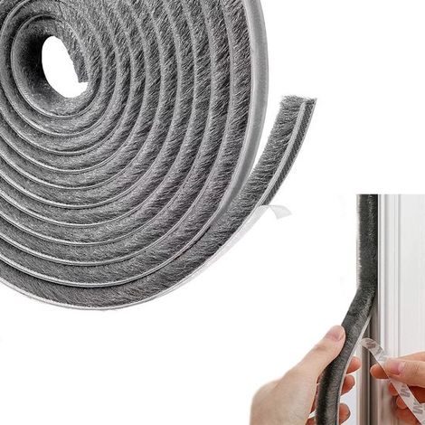 Joint brosse autocollant pour porte et fenêtre, rouleau de 9 x 15 mm x 6 m, isolation contre le vent, la poussière et le bruit (1/5)