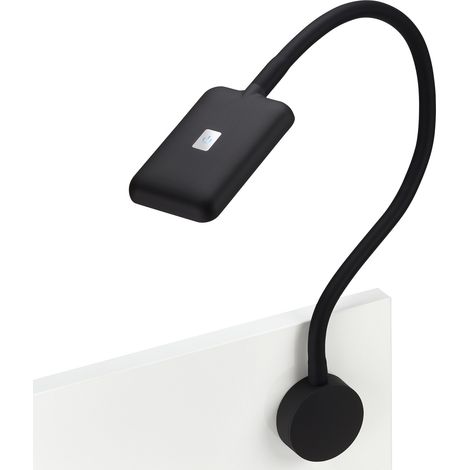 JUNKER Lighting LED Bettleuchte / Leseleuchte FIORE schwarz mit flexiblem Leuchtenarm und Touchsensor (1/5)