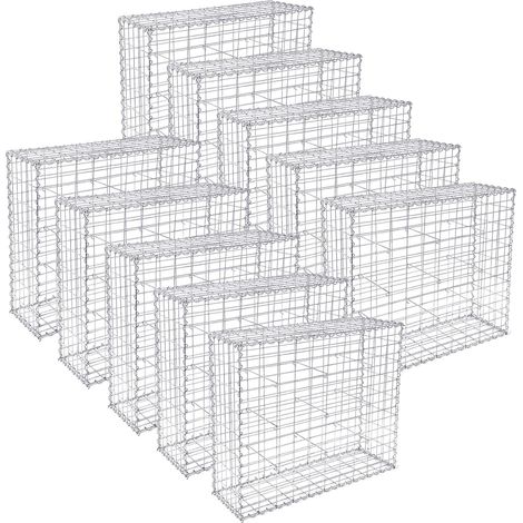 Songmics – Gabion pour pierre 100 x 80 x 30 cm – Acier galvanisé 4 mm – Assemblage sans outil – Mur décoratif modulable