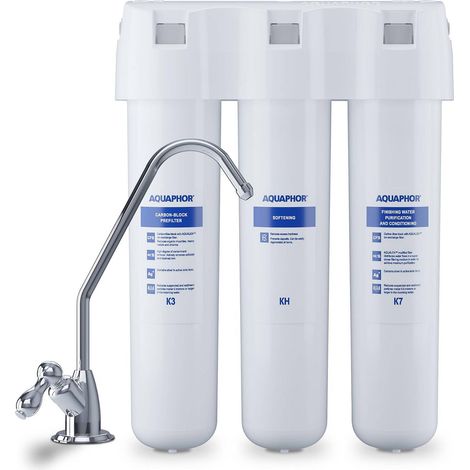 Filtro bajo fregadero Aquaphor Crystal H, reduce la cal, filtración de 3 etapas hasta 6000L (1/3)