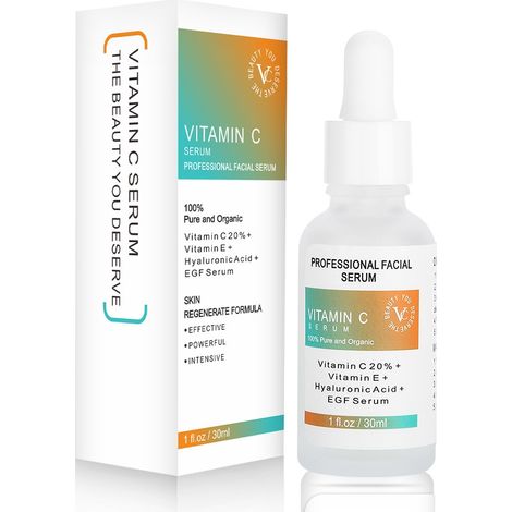 Sérum visage professionnel à la vitamine C, essence éclaircissante raffermissante, liquide régénérant cutané (1/5)