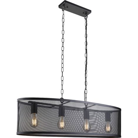 Lampada a sospensione a pendolo Design retrò Soggiorno Sala da pranzo Plafoniera Gabbia Proiettore nero (1/4)