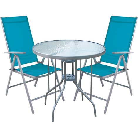 Bistrogarnitur 3-teilig Silber/Petrol-MMC90+2xMMC5000P (1/3)