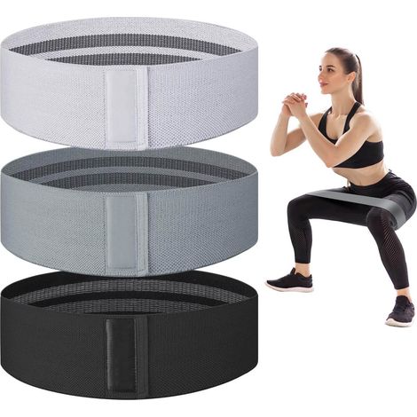 Bandes De Resistance Pour Cuisses Et Fesses - Bandes Elastiques Antidérapantes Pour Entrainement Gluteaux Et Hanches - 3 Niveaux De Resistance - Lot De 3 (1/5)