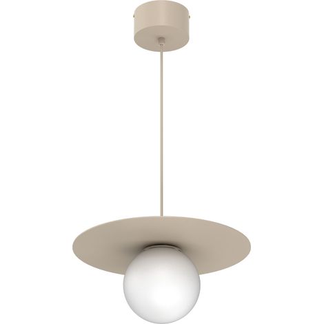Suspension décorative boule beige et blanche 1xE27 15W Collection Flat (1/5)