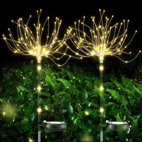 1 pièce Lumière solaire jardin, LED feu d'artifice flexible 90 cm, décoration extérieure IP42 pour pelouse et fêtes (1/5)