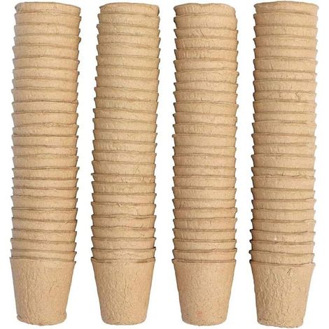 100 Pieces Pot Semis Biodegradable, Godet Semis Biodegradable, Pot pour Semis, 8cm, Rond, Outils de Jardinage à Domicile (1/5)
