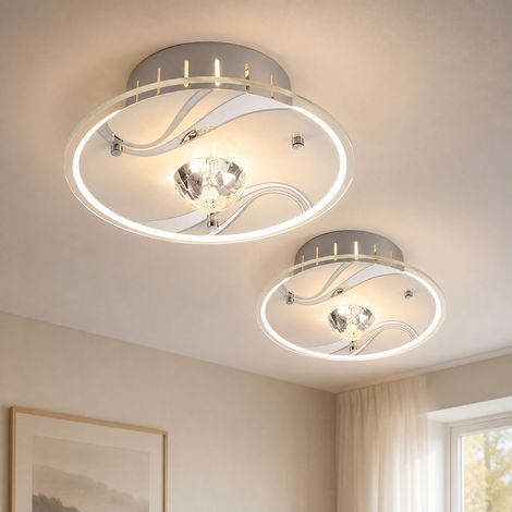 Luce a soffitto Luce a soffitto Luce di cristallo Luce di design Metallo, vetro a specchio, cristalli di vetro, vetro 1x G9, D 18 cm, set di 2 (1/5)