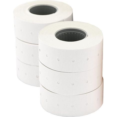 PACK 6 ROLLOS DE ETIQUETAS PERMANENTES COMPATIBLES CON MAQUINA ETIQUETADORA 101419 BLANCO APLI100917