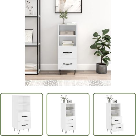 Holzwerkstoff Schrank - Sideboard Hochglanz-Weiß 34,5x34x90 cm Holzwerkstoff (1/5)