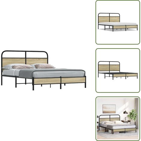 vidaXL Cadre de lit sans matelas 160x200 cm chêne sonoma (1/5)