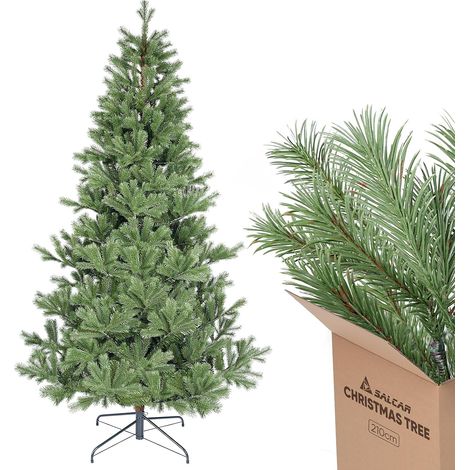 SALCAR Nordmann - Sapin de Noël Artificiel de qualité supérieure - 90% polyéthylène - Moulé par Injection - avec système de Pliage Rapide, 210 cm (1/5)