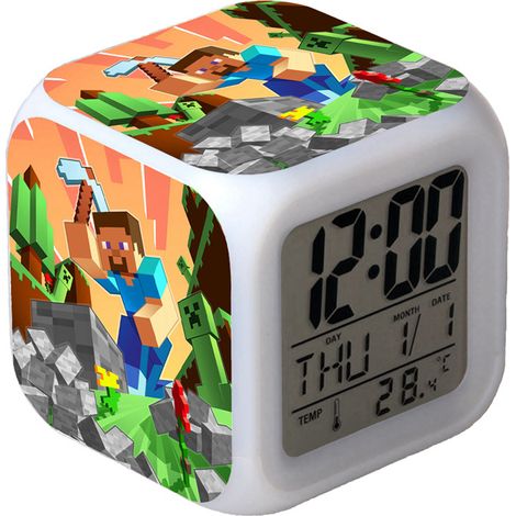 Digitaler Multifunktionswecker Minecraft-Wecker LED-Edition