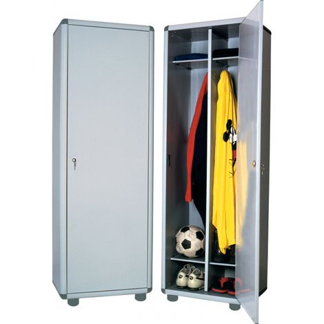 Armadio EASY spogliatoio grigio in resina 59x39x175h cm 2 vani sporco/pulito. Anta singola con serratura e chiave
