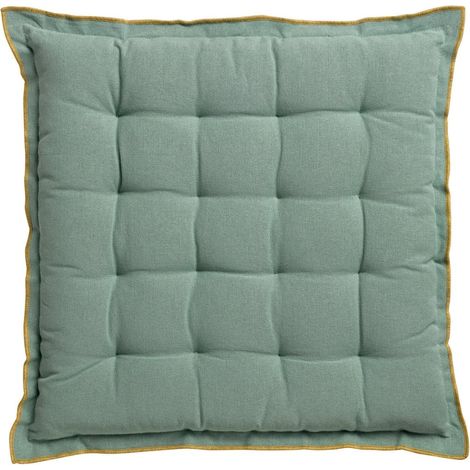 Coussin de Chaise en Coton Recyclé Aqua 40 x 40 x 3 cm Assise Confortable avec Liseré Contrasté - PANGIVO