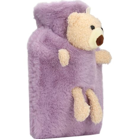 Bouillotte multifonctionnelle, capacité de 1000 ml, large ouverture, forme mignonne de dessin animé, convient à la maison et au bureau, violette. (1/5)