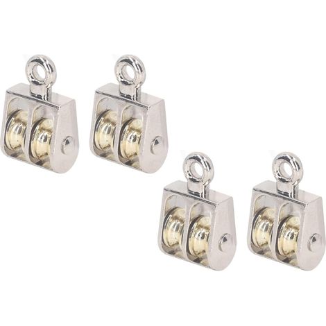 Bloc de Poulie Double de de 100 Kg, Rouleau de Poulie en Alliage de Zinc Résistant, Ensemble de 4 Pièces, adapté au Levage à L'intérieur et à L'extérieur, Conception Duplex et (1/5)