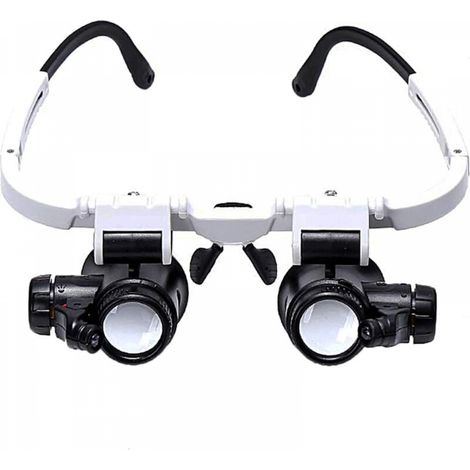 Lunette Loupe avec 2 Lumières LED Loupe Binoculaire Lampe Loupe Grossissante pour Horloger, Lecture, Bijoutier, Couture 8X-15X-23X (1/5)