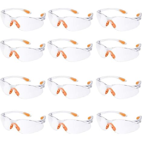 Lot de 12 Lunette de Sécurité Lunettes de Protection Travail avec Lentilles Transparentes Anti-Buée Lunette Protection pour Jardin Laboratoire Chimie (1/3)