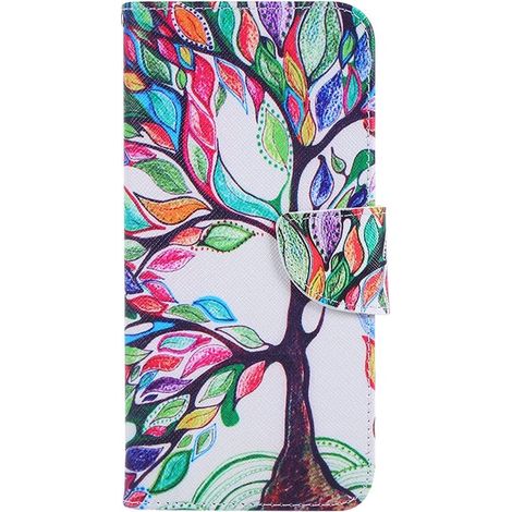 Étui portefeuille avec porte-cartes pour Samsung Galaxy A73 5G - Motif arbre coloré - Coque de protection (1/5)