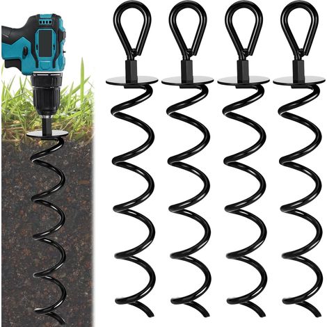 Lot de 4 d'ancrage au Sol, Piquets d'ancrage Spirales, Trampoline Robustes d'ancrage, Ancrages de Sol pour Trampoline, Ancrage au Sol pour Trampoline Jardin Camp Balançoire (1/5)