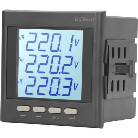 Voltmètre-ampèremètre numérique triphasé intelligent et programmable avec fonction ampèremètre-voltmètre précise pour courant alternatif et continu (80–270 V). (1/5)