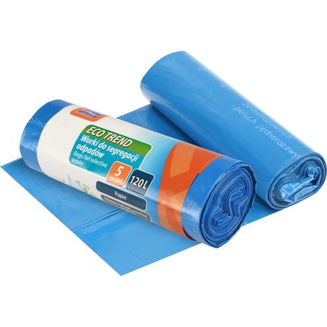 Sacchi per la raccolta differenziata di carta e cartone, ECO trend, blu, 120 l, 5 pezzi.