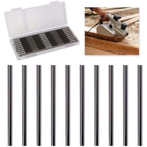 10 Pièces Lame Rabot Electrique, Lame Rabot 82mm, Compatibles avec Makita, Bosch, Hitachi, Black & Decker, DeWalt, Trend Elu, Idéales pour Menuiserie et Bricolage（82 x 5.5 x 1.2mm）