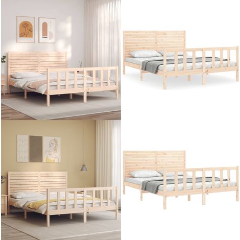 Massivholzbett ohne Matratze 160x200 cm Kiefernholz - Holzbett - Kiefernholzbett - Massives Holzbett - Lattenrost - Doppelbett - Home & Living
