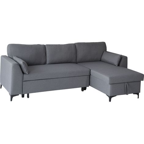Sofá chaise longue cama 3 plazas gris LOGAN (1/5)