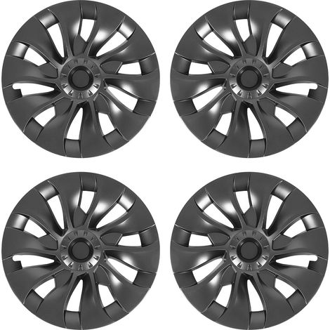 Capuchon de moyeu de roue gris, 4 pièces, Protection puissante, couverture de jante de remplacement pour Tesla modèle 3 2017 – 2023 (1/5)
