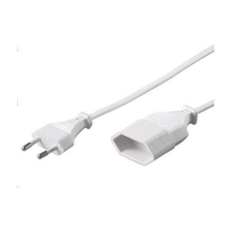 Verlängerungskabel Eurostecker, 3 m, weiß, (20,75 mm²), Eurostecker (Typ C, CEE 7/16)  Eurobuchse (Typ C, CEE 7/16). Kabellänge 3 m