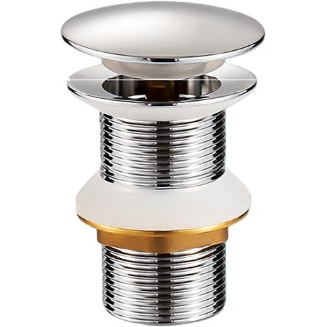 Grande bonde de lavabo à clapet - Courte, sans trop-plein, noyau en laiton, corps en acier inoxydable (1/5)